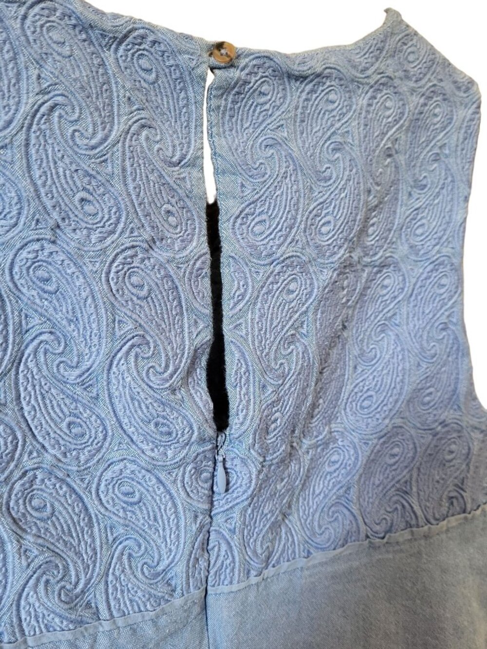 Hatley Womens XL Sleeveless Blue Paisley Embroidered Cotton Dress - Picture 3 of 6